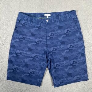 Peter Millar Shorts Mens 36 Blue Camo Shackleford Golf Performance 10.5" Stretch